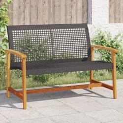 vidaXL fekete polyrattan és akácfa kerti pad 112 cm (367598)
