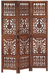 vidaXL 3-paneles barna mangófa kézzel faragott térelválasztó 120x165cm (285334)