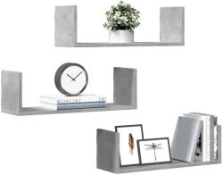 vidaXL 3 db betonszürke szerelt fa fali polc 58 x 18 x 18 cm (853284)