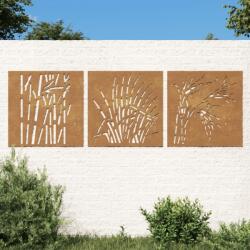 vidaXL 3 db fűmintás corten acél kerti faldísz 55 x 55 cm (824509)
