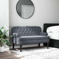 vidaXL sötétszürke bársony pad háttámlával 119, 5 x 64, 5 x 75 cm (372157)