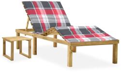 vidaXL impregnált fenyőfa kerti napozóágy asztallal és párnával (3065877)