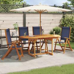 vidaXL 4 db tömör akácfa és textilén összecsukható kerti szék (3279241)