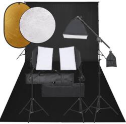 vidaXL fotóstúdió-felszerelés lámpákkal, háttérrel és reflektorral (3094695)