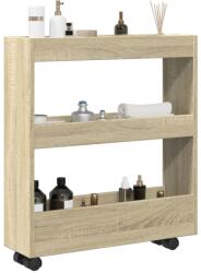 vidaXL 3 szintes sonoma tölgy színű szerelt fa keskeny tárolókocsi (855243)