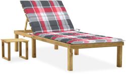 vidaXL impregnált fenyőfa kerti napozóágy asztallal és párnával (3065847)