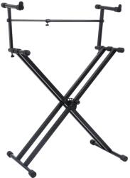 vidaXL X-alakú dupla merevítésű fekete billentyűzetállvány (70094)