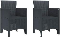 vidaXL Kerti Szék párnával 2 pcs Antracit 53 x 49 x 85 cm Polipropilén (847448)