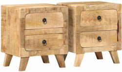 vidaXL éjjeliszekrény 2 db 40x32x46 cm tömör nyers mangófa (4104512)