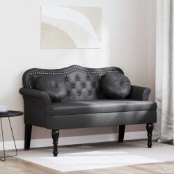 vidaXL Chesterfield Pad párnával Fekete 120, 5 x 65 x 75 cm Műbőr (42019284)