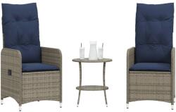 vidaXL 2 db szürke polyrattan dönthető kerti szék asztallal (365694)