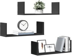 vidaXL 3 db fekete szerelt fa fali polc 58 x 18 x 18 cm (853282)