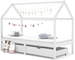 vidaXL fiókos fehér tömör fenyőfa gyerekágykeret 90 x 200 cm (322141)