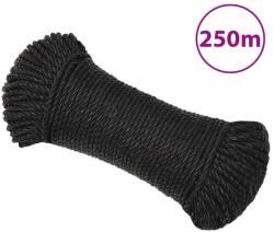 vidaXL fekete polipropilén munkakötél 3 mm 250 m (152999)