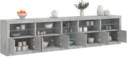 vidaXL betonszürke tálalószekrény LED-világítással 283x37x67 cm (3209026)