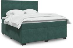 vidaXL sötétzöld bársony rugós ágy matraccal 180x200 cm (3290975)