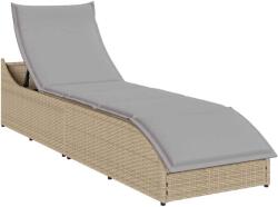vidaXL összecsukható napozóágy párnával és tárolóval bézs polyrattan (4104223)