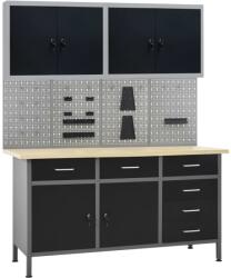 vidaXL munkapad négy fali panellel és két szekrénnyel (3053435)