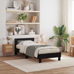 vidaXL Ágykeret leddel fejtámlával Fekete tölgy 90 x 190 cm Faanyag (863807)