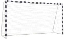 vidaXL fekete-fehér fém focikapu 300 x 160 x 90 cm (91953)