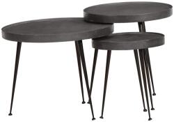 vidaXL 3 db fekete szerelt fa dohányzóasztal (373639)