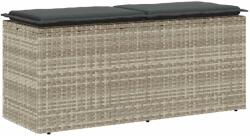 vidaXL világosszürke polyrattan kerti pad párnával 110x40x44 cm (4104150)