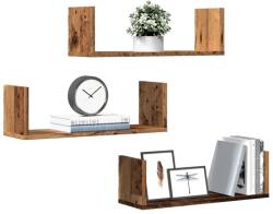 vidaXL 3 db antik fa színű szerelt fa fali polc 58 x 18 x 18 cm (853288)