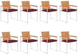 vidaXL 8 db tömör akácfa kerti szék párnákkal (3078548)