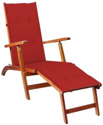 vidaXL tömör akácfa kültéri napozószék lábtartóval és párnával (3064020)