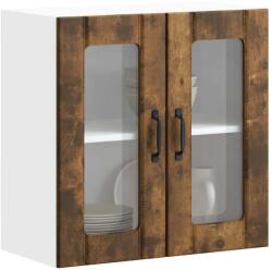 vidaXL konyhai fali szekrény üvegajtóval Lucca füstölt tölgy (853912)