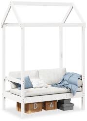 vidaXL fehér tömör fenyőfa pad tetővel 117, 5 x 70 x 176, 5 cm (846995)