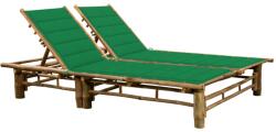 vidaXL kétszemélyes bambusz napozóágy párnákkal (3063950)