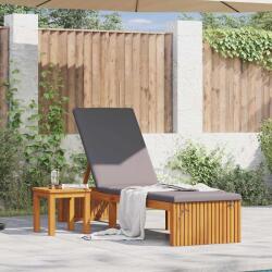 vidaXL Napozó párnával Barna 55 x 200 x 94cm Tömör akácfa (4108116)