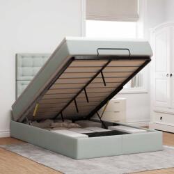 vidaXL Ottomán ágykeret matracokkal világosszürke 120x200cm bársony (3314456)