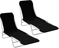 vidaXL 2 db fekete összecsukható acél és szövet napozóágy (44300)