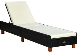 vidaXL fekete polyrattan napozóágy párnával (310474)
