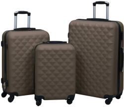 vidaXL 3 db barna ABS keményfalú gurulós bőrönd (92418)