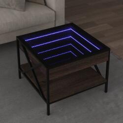 vidaXL barna tölgy végtelen hatású LED-es dohányzóasztal 50x50x38 cm (847701)