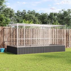 vidaXL ezüst színű acél madárház kiterjesztésekkel 418 x 207 x 212 cm (3214272)