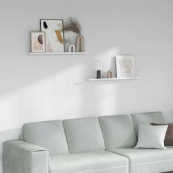 vidaXL Falpolc polcokkal 2 pcs Fehér márvány 80 x 9 x 3 cm Faanyag (42020023)