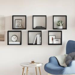vidaXL 6 db fekete tölgyszínű szerelt fa fali kockapolc 30x15x30 cm (862057)