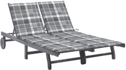 vidaXL 2 személyes szürke tömör akácfa kerti napozóágy párnával (3061403)