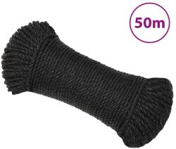 vidaXL fekete polipropilén munkakötél 3 mm 50 m (152997)