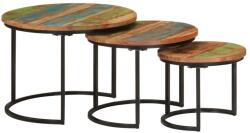 vidaXL 3 db tömör újrahasznosított fa rakásolható asztal (353902)