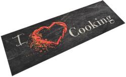 vidaXL fekete mosható cooking feliratos bársony konyhaszőnyeg 60x180cm (136550)