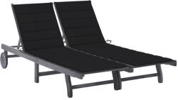 vidaXL 2 személyes szürke tömör akácfa kerti napozóágy párnával (3061396)