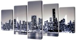 vidaXL Vászon falikép szett monokróm new york-i Skyline 100 x 50 cm (241548)