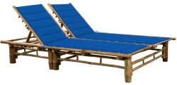 vidaXL kétszemélyes bambusz napozóágy párnákkal (3063955)