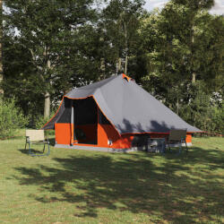 vidaXL Tipi sátor tetővel Szürke és narancs 358 x 296 x 258 cm taft (42000971)