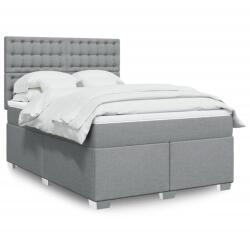 vidaXL világosszürke szövet rugós ágy matraccal 160 x 200 cm (3290553)